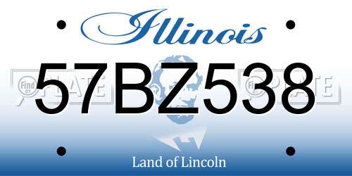 57BZ538 Illinois License Plate