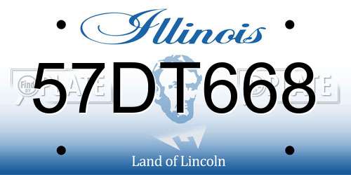 57DT668 Illinois License Plate