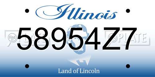 58954Z7 Illinois License Plate