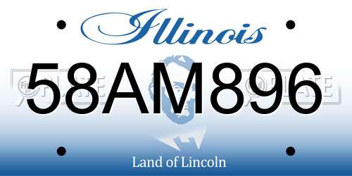 58AM896 Illinois License Plate