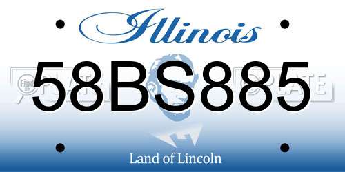 58BS885 Illinois License Plate