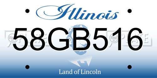 58GB516 Illinois License Plate