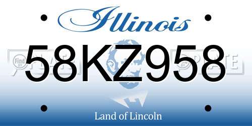 58KZ958 Illinois License Plate