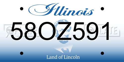 58OZ591 Illinois License Plate