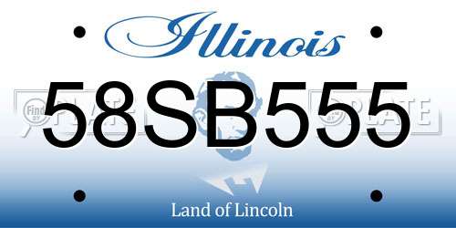 58SB555 Illinois License Plate