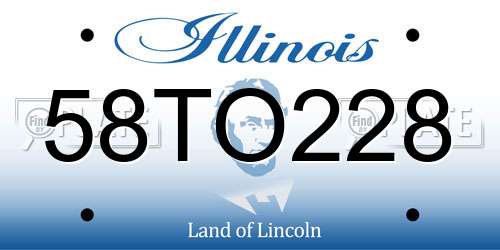 58TO228 Illinois License Plate