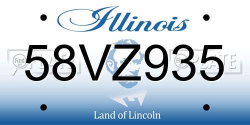 58VZ935 Illinois License Plate