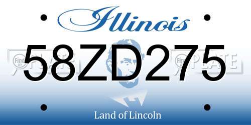 58ZD275 Illinois License Plate