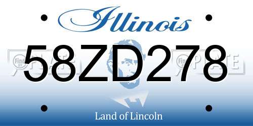 58ZD278 Illinois License Plate