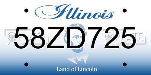 58ZD725 Illinois License Plate
