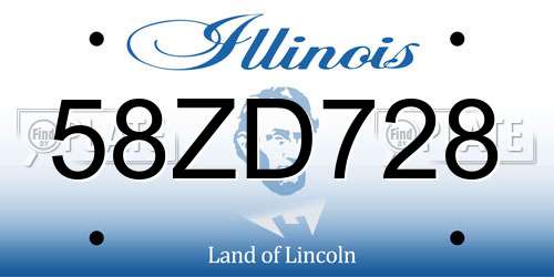 58ZD728 Illinois License Plate