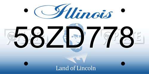 58ZD778 Illinois License Plate