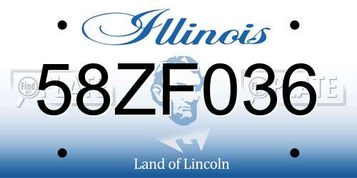 58ZF036 Illinois License Plate