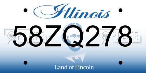 58ZQ278 Illinois License Plate