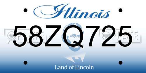 58ZQ725 Illinois License Plate