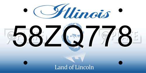 58ZQ778 Illinois License Plate