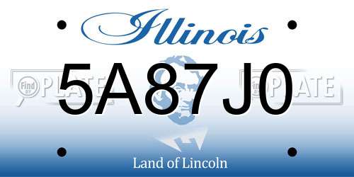 5A87J0 Illinois License Plate