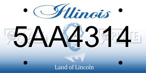 5AA4314 Illinois License Plate
