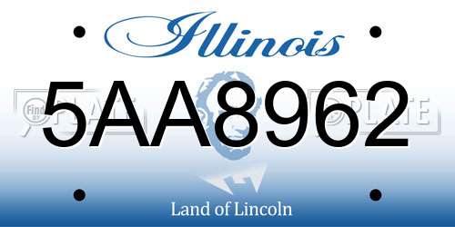 5AA8962 Illinois License Plate