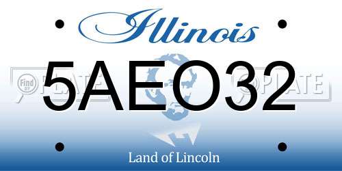 5AEO32 Illinois License Plate
