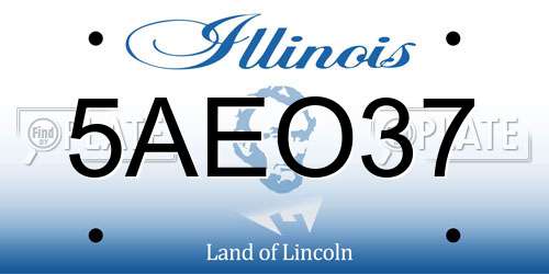 5AEO37 Illinois License Plate
