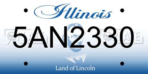 5AN2330 Illinois License Plate
