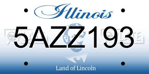 5AZZ193 Illinois License Plate