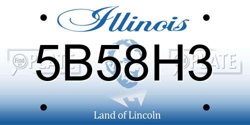 5B58H3 Illinois License Plate