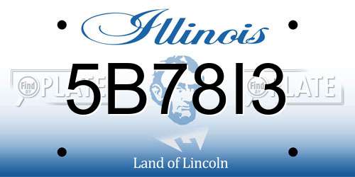 5B78I3 Illinois License Plate