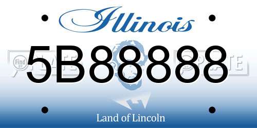 5B88888 Illinois License Plate