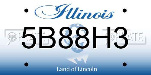 5B88H3 Illinois License Plate