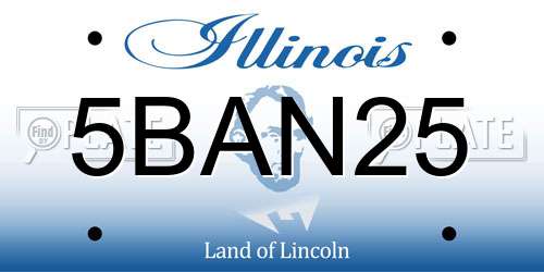 5BAN25 Illinois License Plate