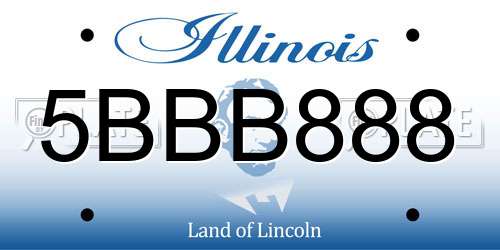 5BBB888 Illinois License Plate