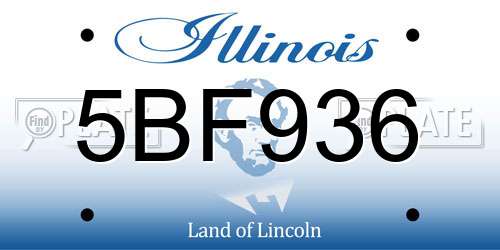 5BF936 Illinois License Plate