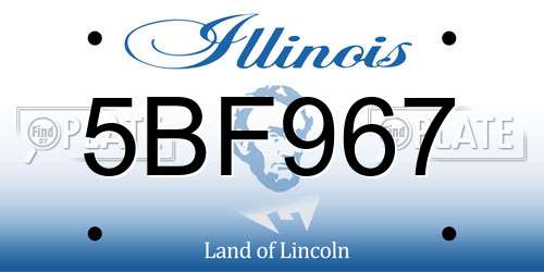 5BF967 Illinois License Plate