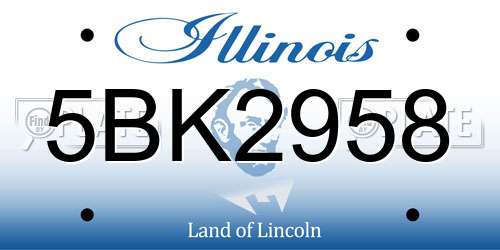 5BK2958 Illinois License Plate
