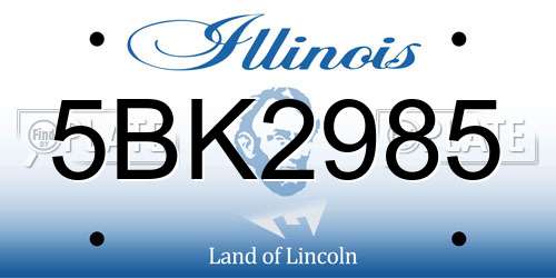 5BK2985 Illinois License Plate
