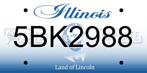 5BK2988 Illinois License Plate