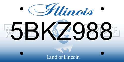 5BKZ988 Illinois License Plate