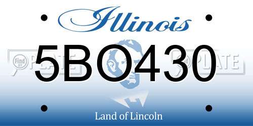 5BO430 Illinois License Plate
