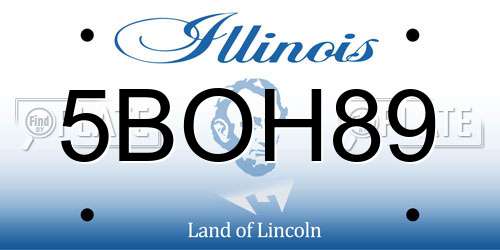 5BOH89 Illinois License Plate