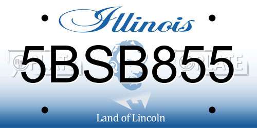 5BSB855 Illinois License Plate