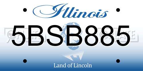5BSB885 Illinois License Plate