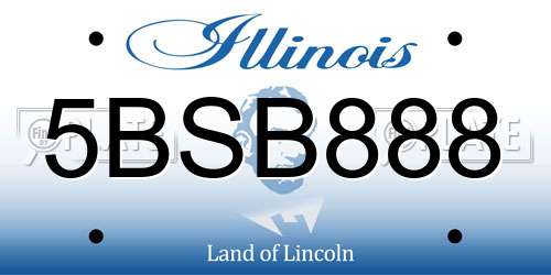 5BSB888 Illinois License Plate