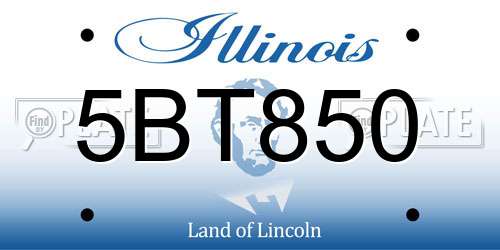 5BT850 Illinois License Plate