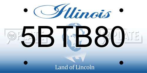 5BTB80 Illinois License Plate