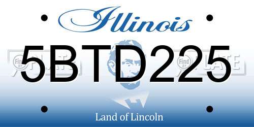 5BTD225 Illinois License Plate