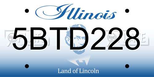 5BTD228 Illinois License Plate