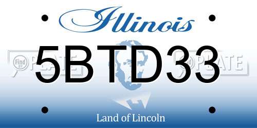 5BTD33 Illinois License Plate