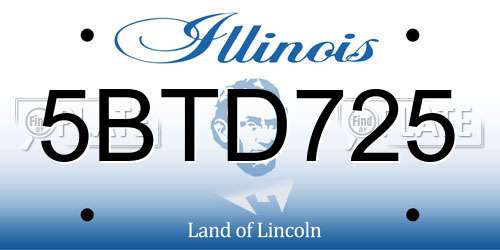 5BTD725 Illinois License Plate